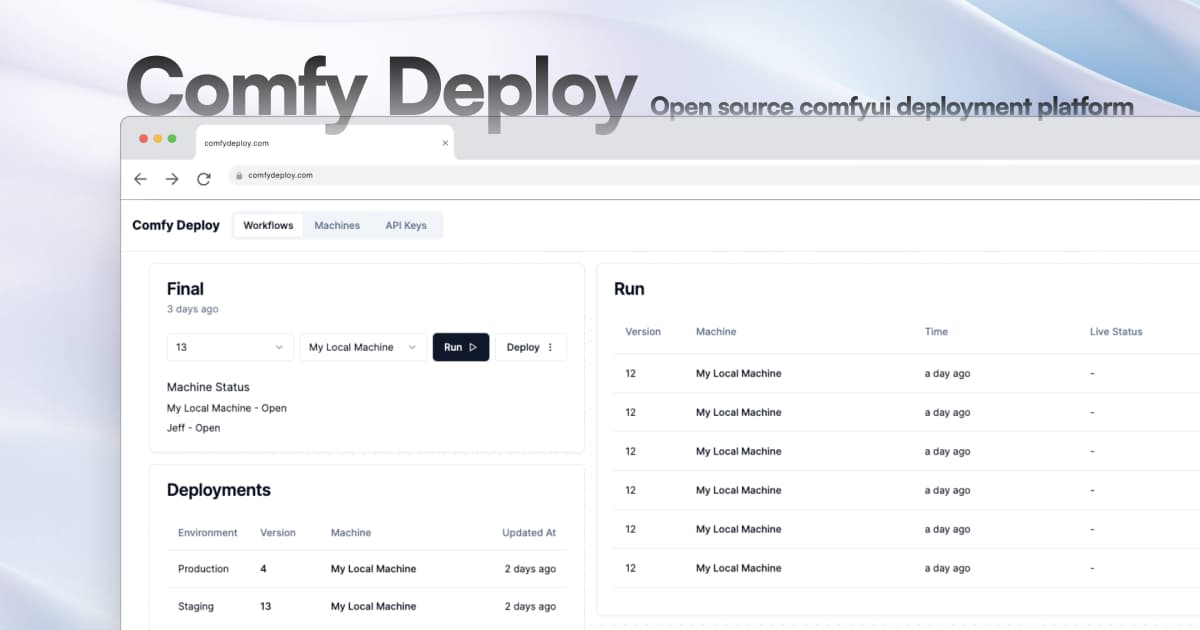 Comfy Deploy product preview