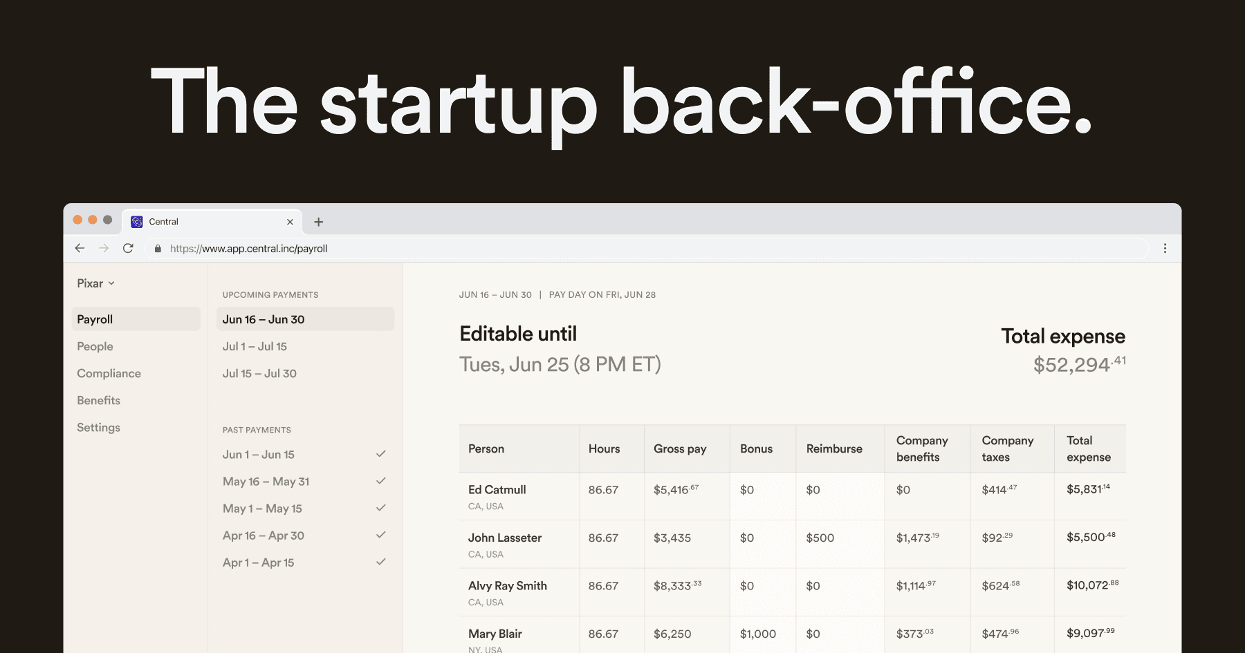 Central product preview