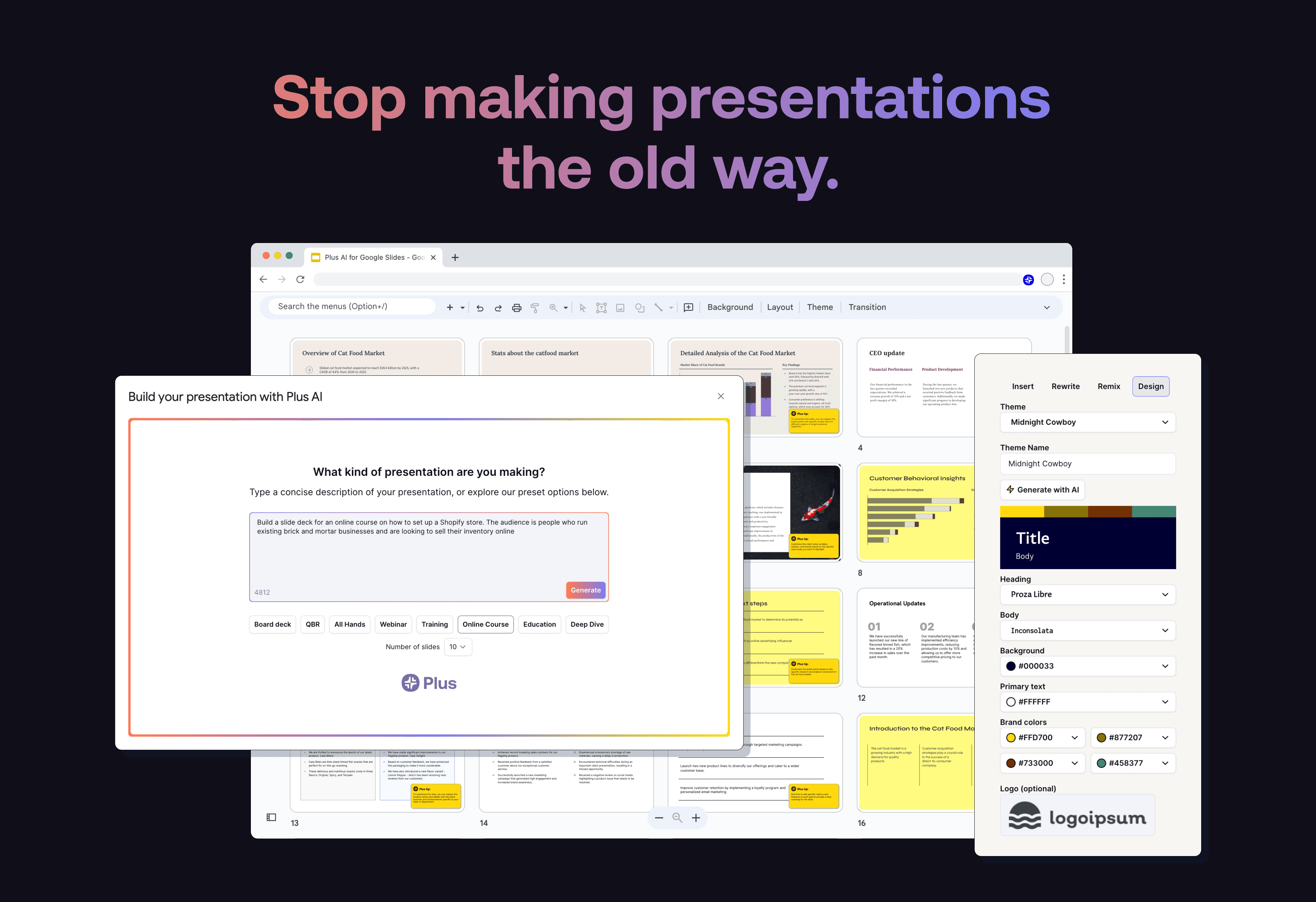 Plus AI PowerPoint maker product preview