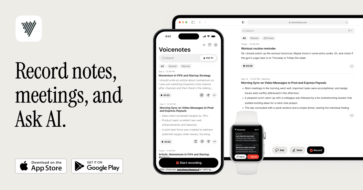 Voicenotes product preview