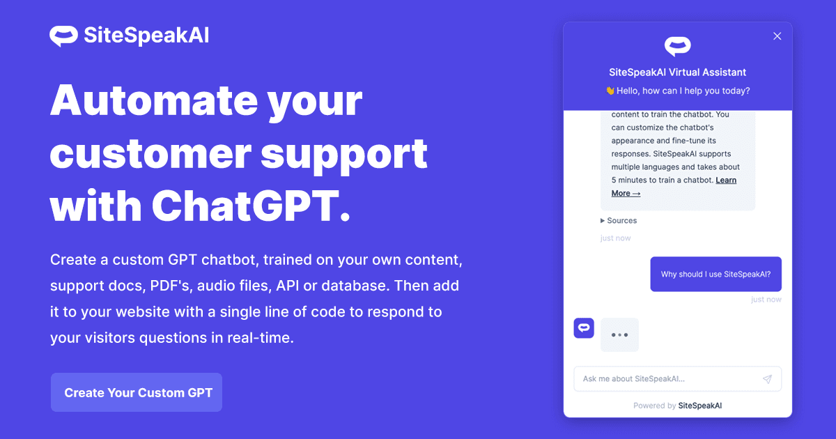 SiteSpeakAI product preview