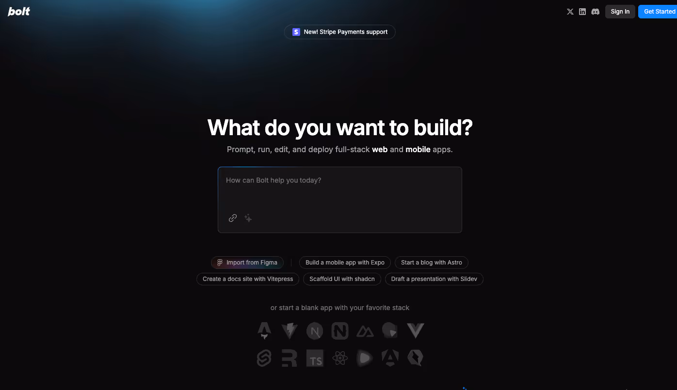Bolt.new product preview