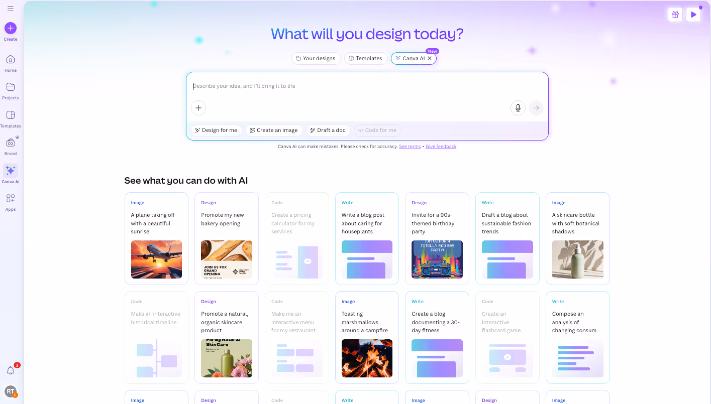 Canva AI product preview
