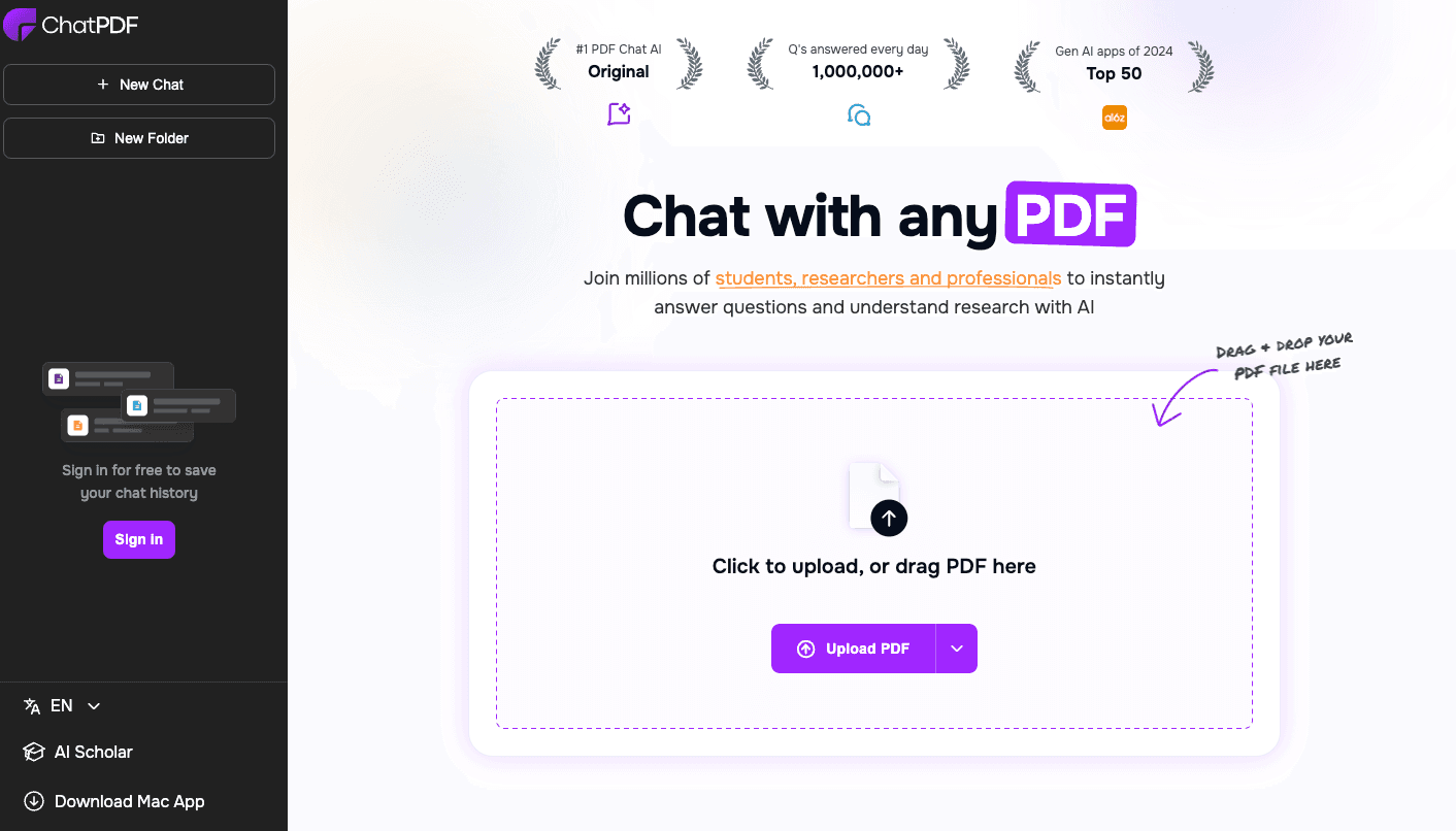 ChatPDF product preview