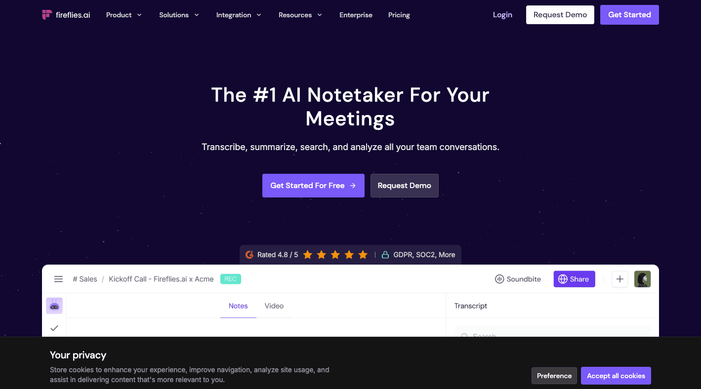 Fireflies AI product preview