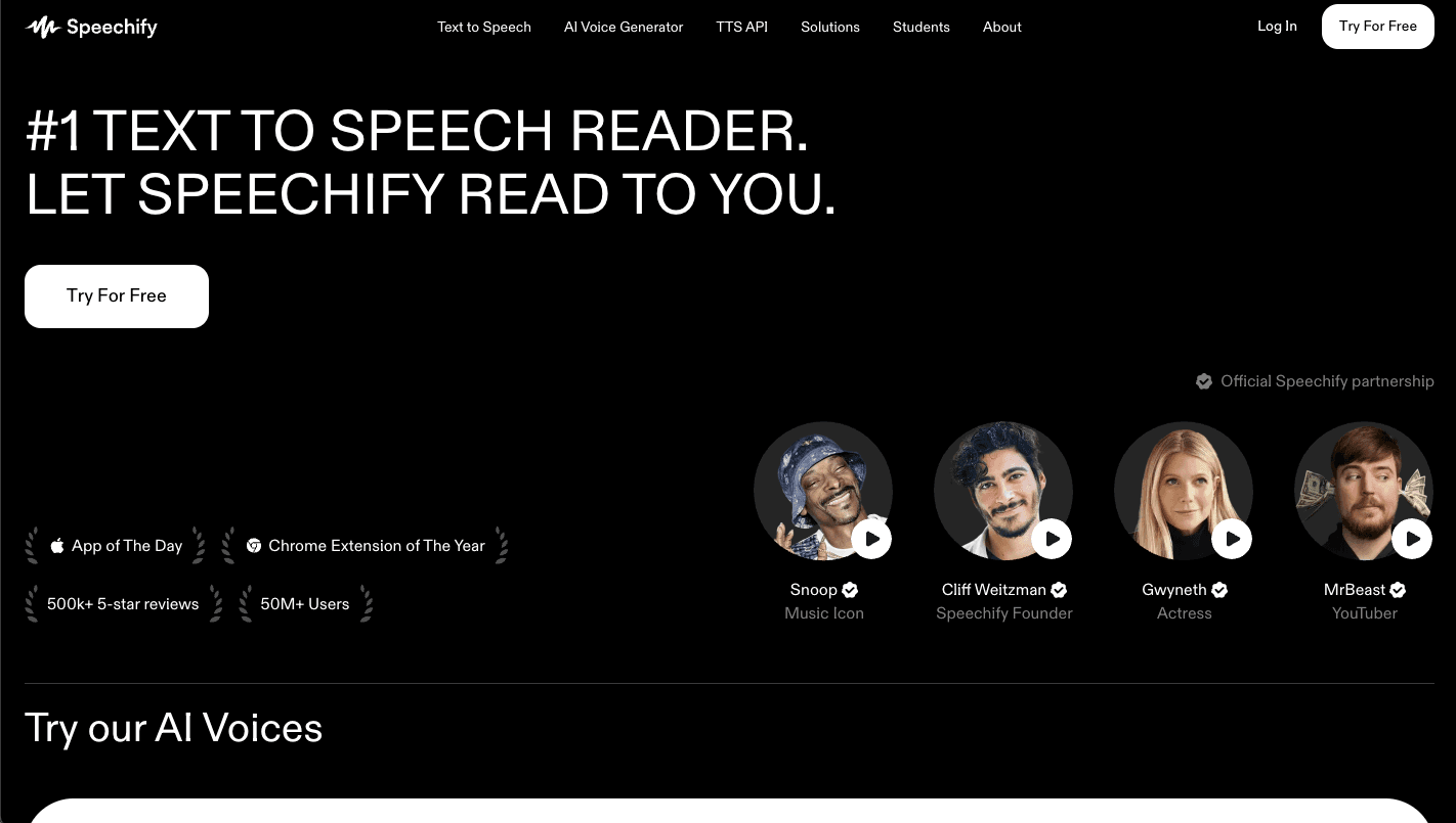 Speechify product preview