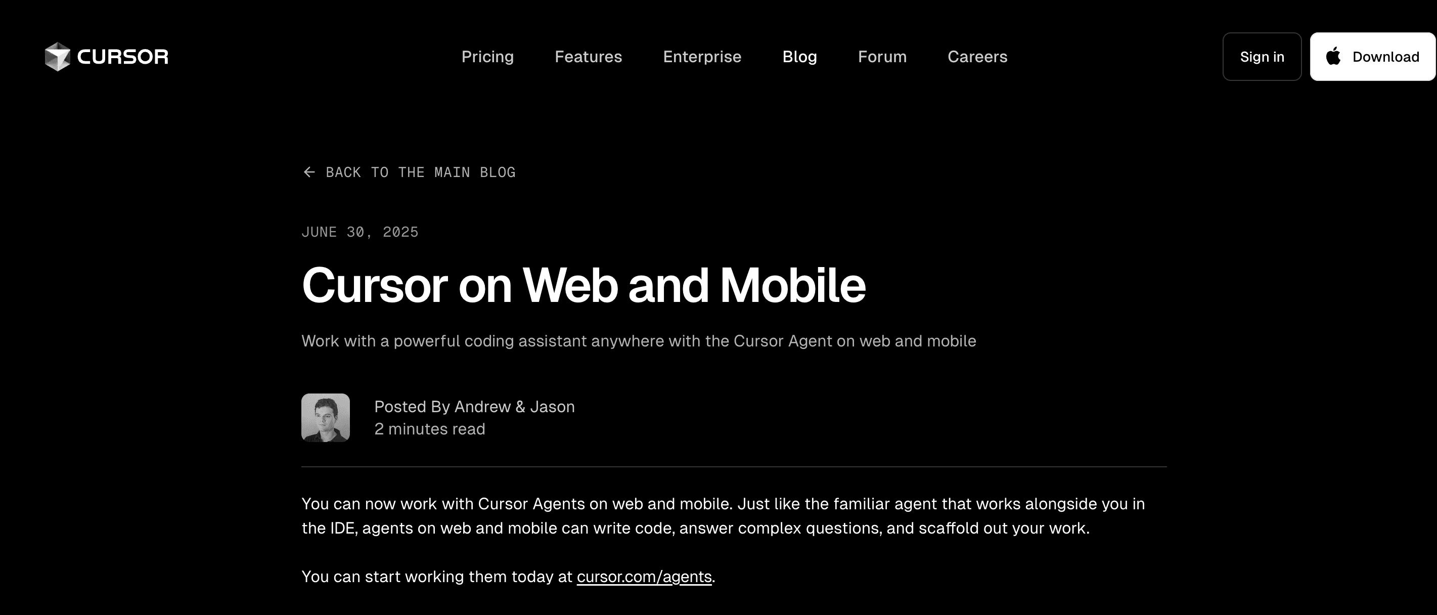 Cursor Agents product preview