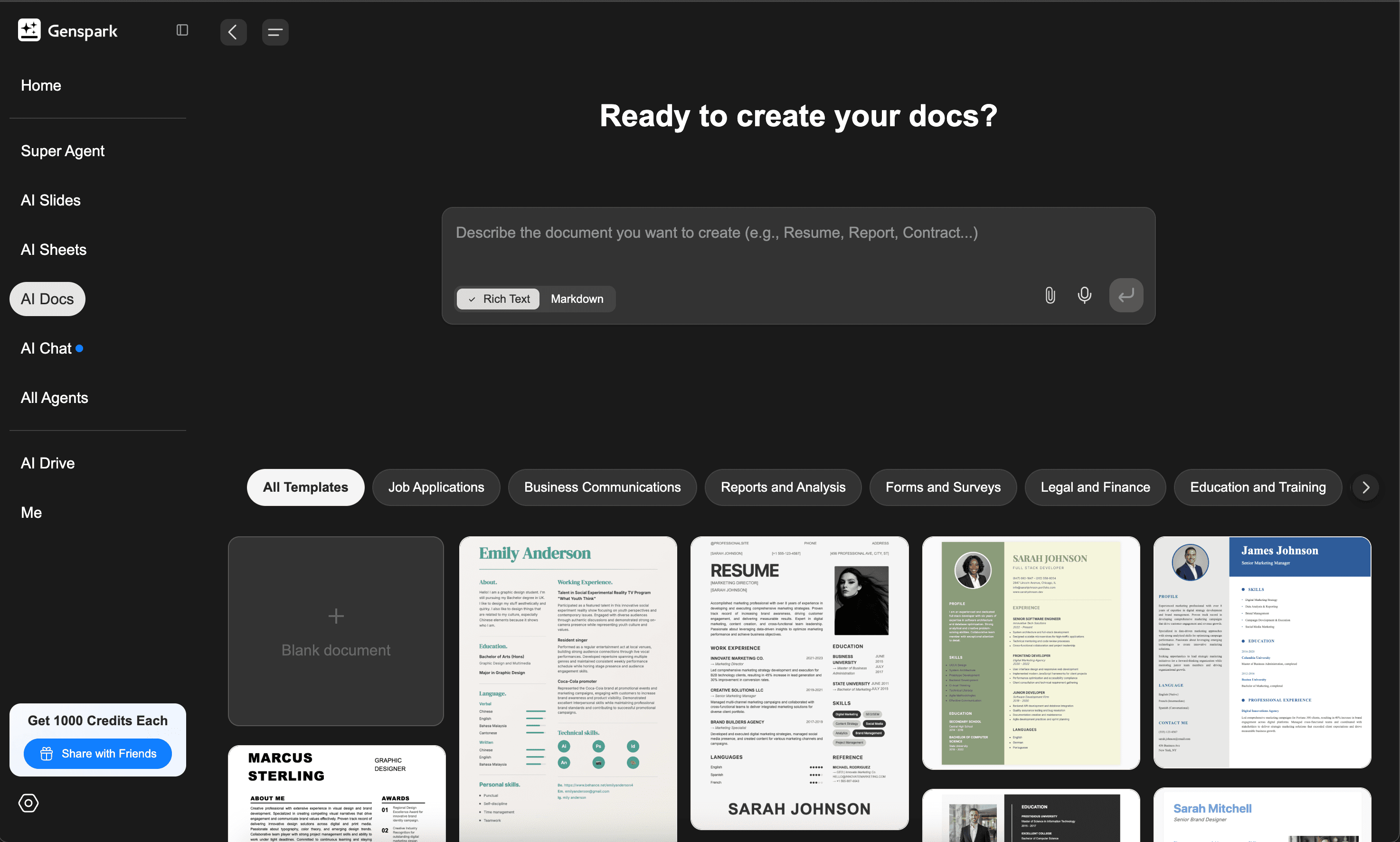 Genspark AI Docs product preview