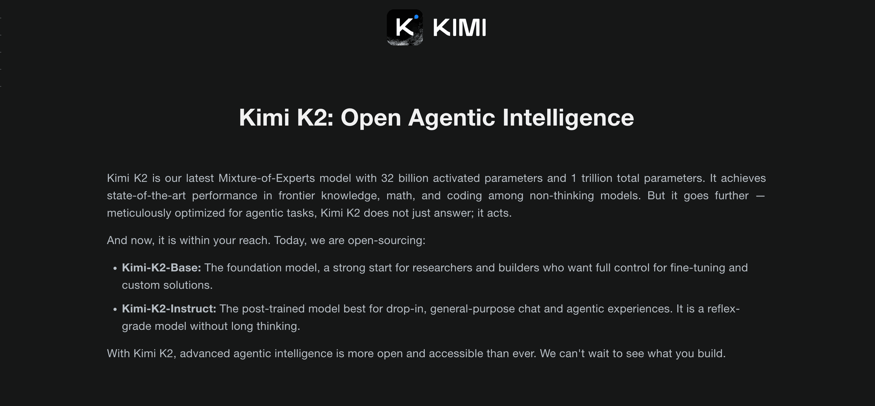 Kimi K2 product preview