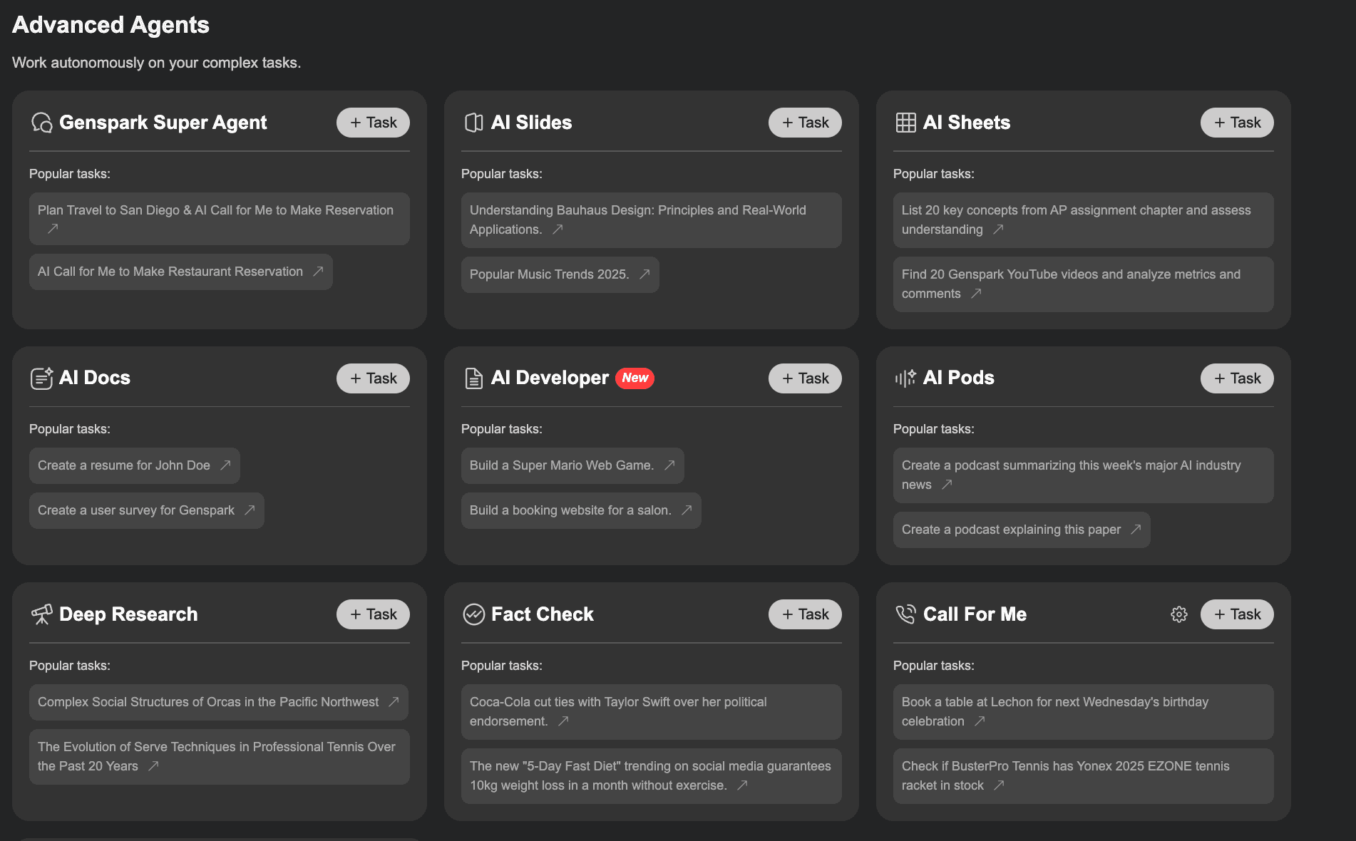 Genspark AI Developer product preview