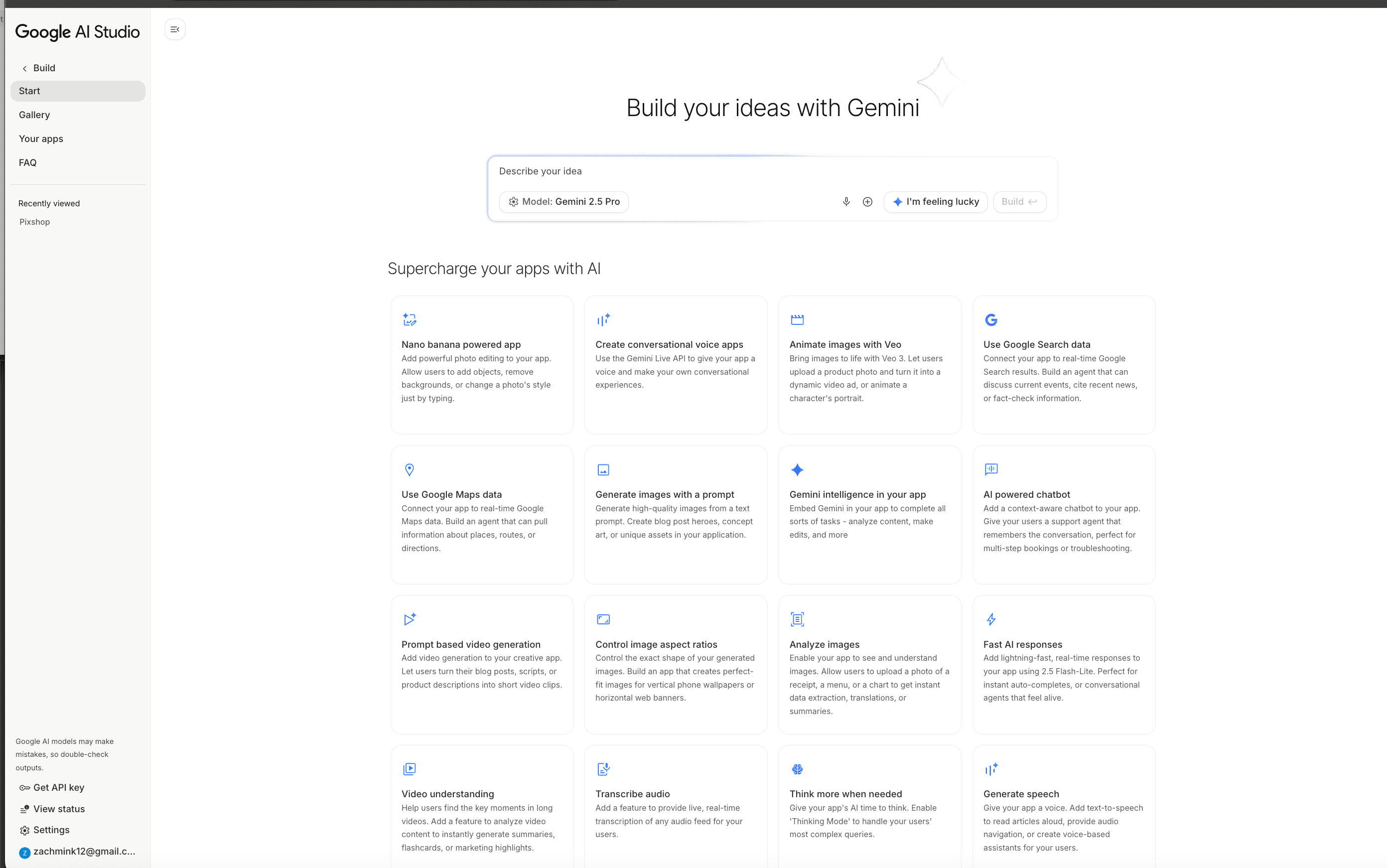 Google AI Studio Build product preview