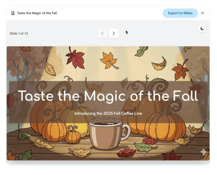 Gemini Canvas product preview