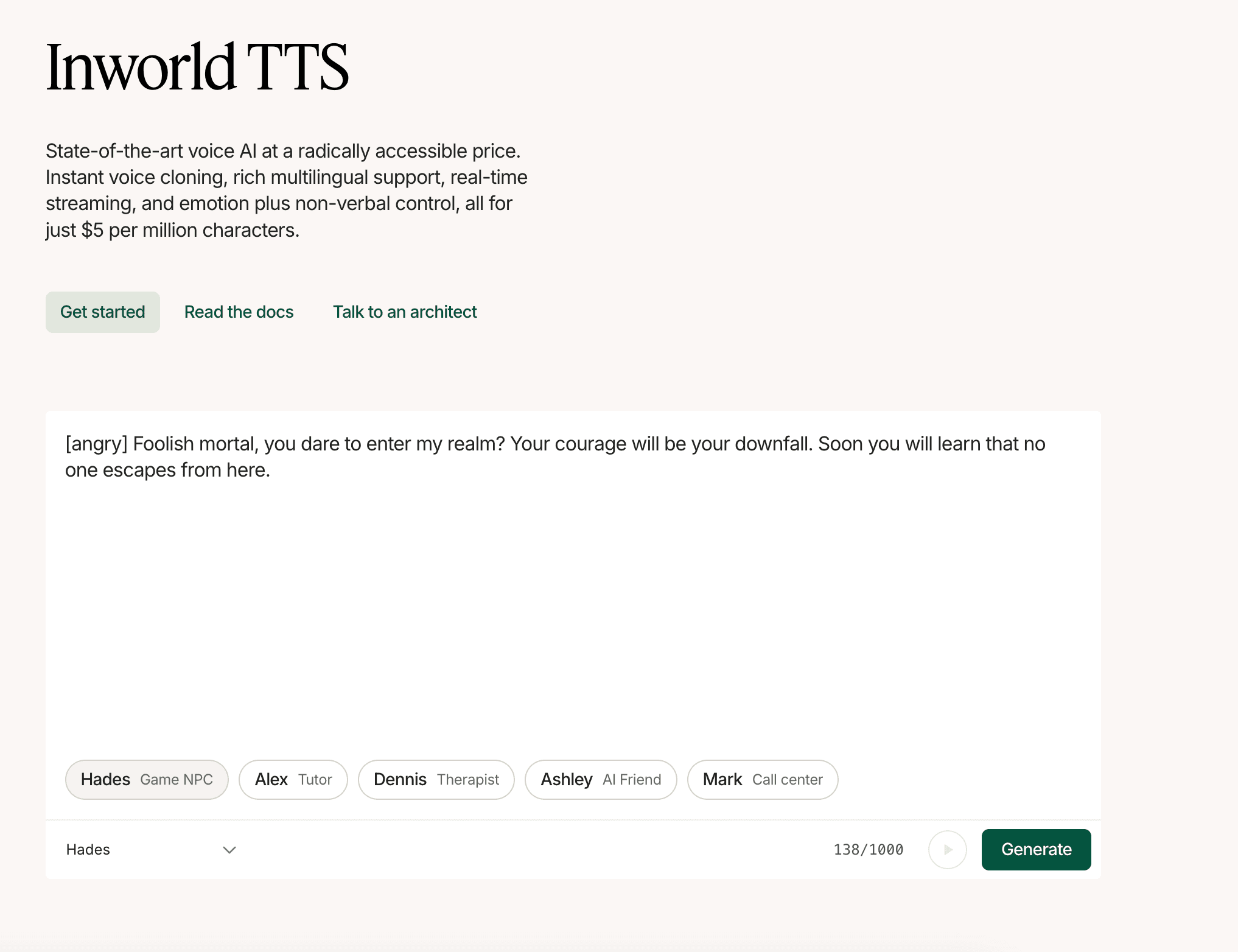 Inworld Realtime TTS product preview