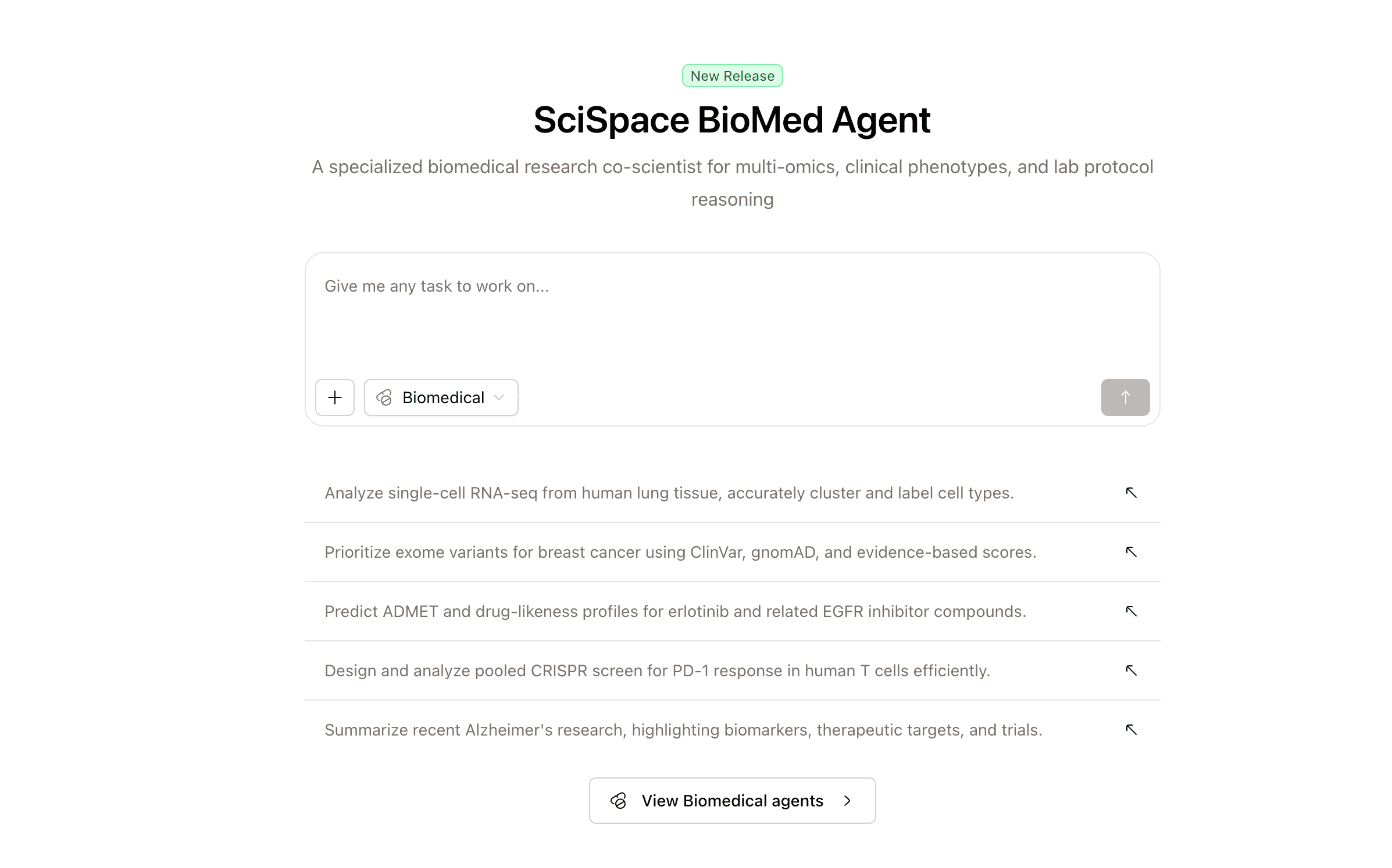 SciSpace BioMed Agent product preview