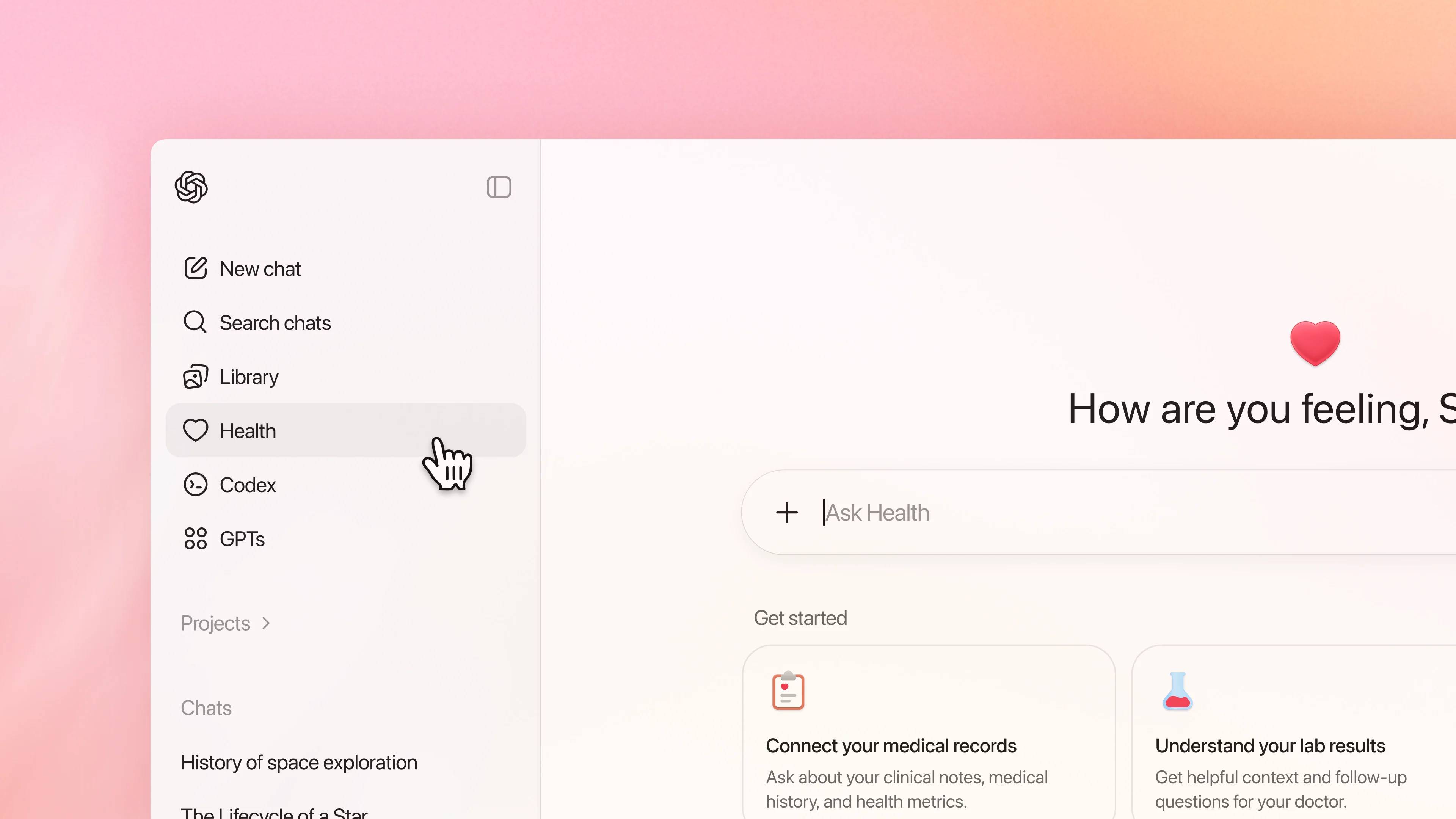 Health in ChatGPT product preview