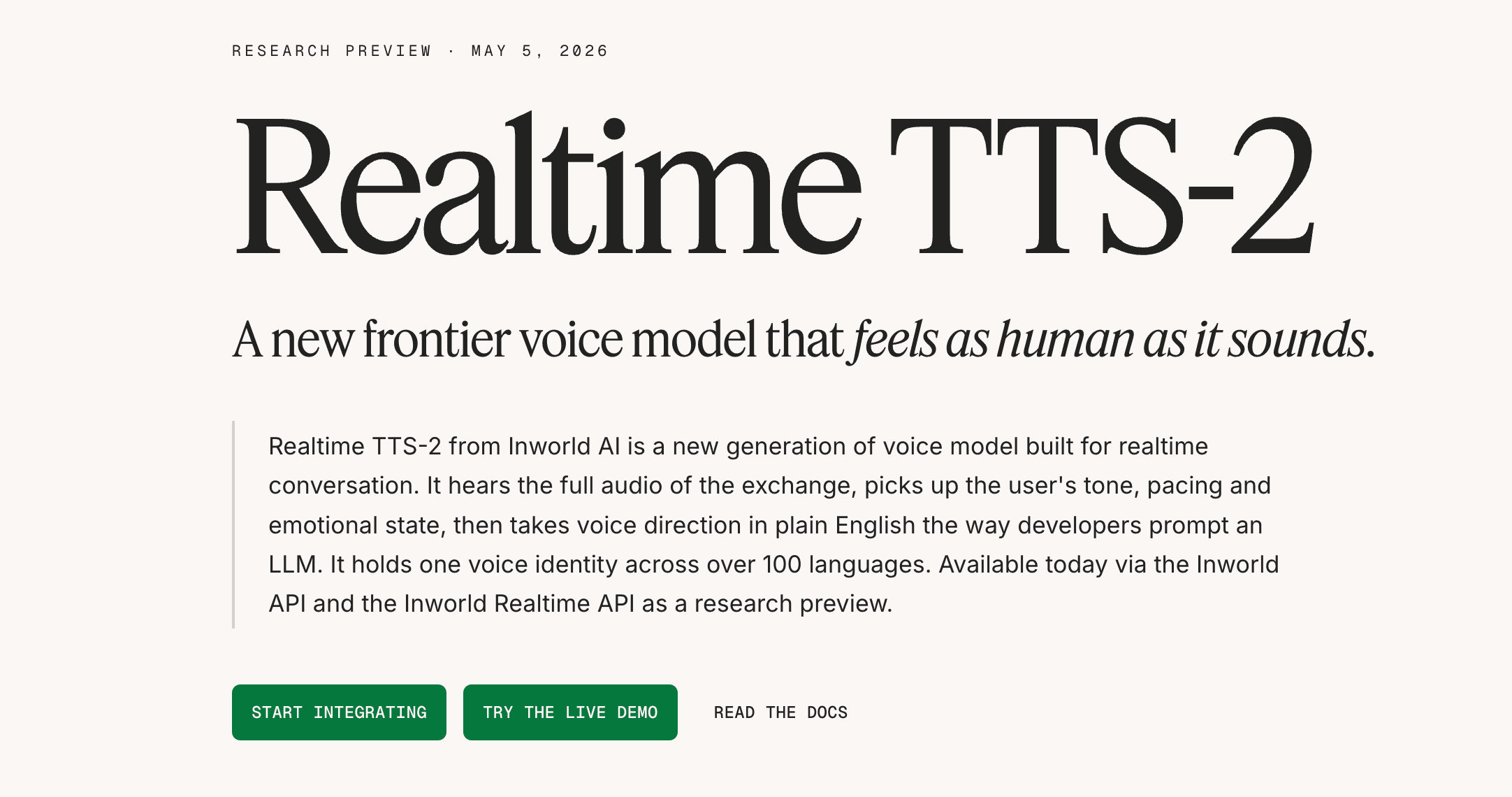 Realtime TTS-2 product preview