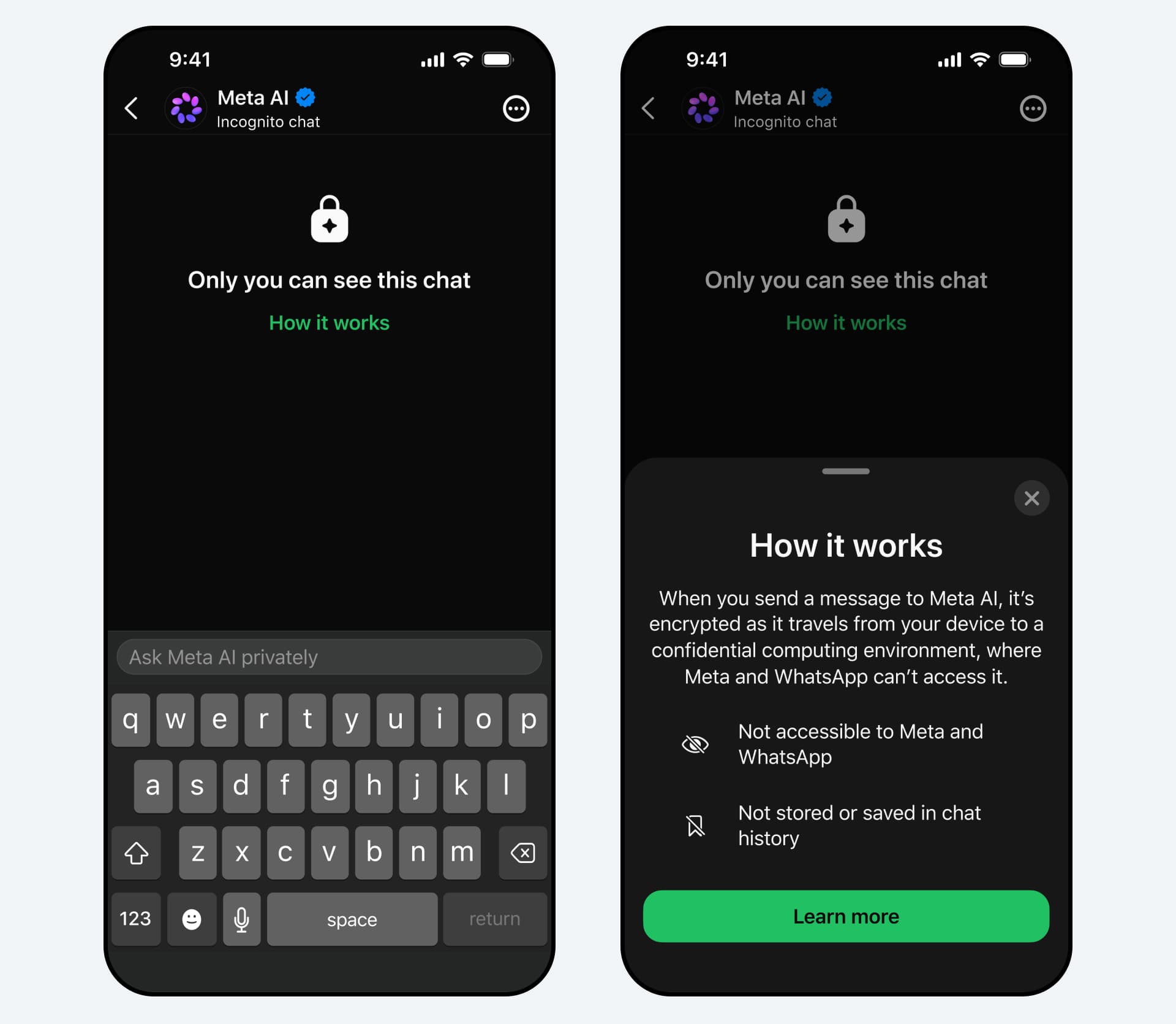 Incognito Chat product preview