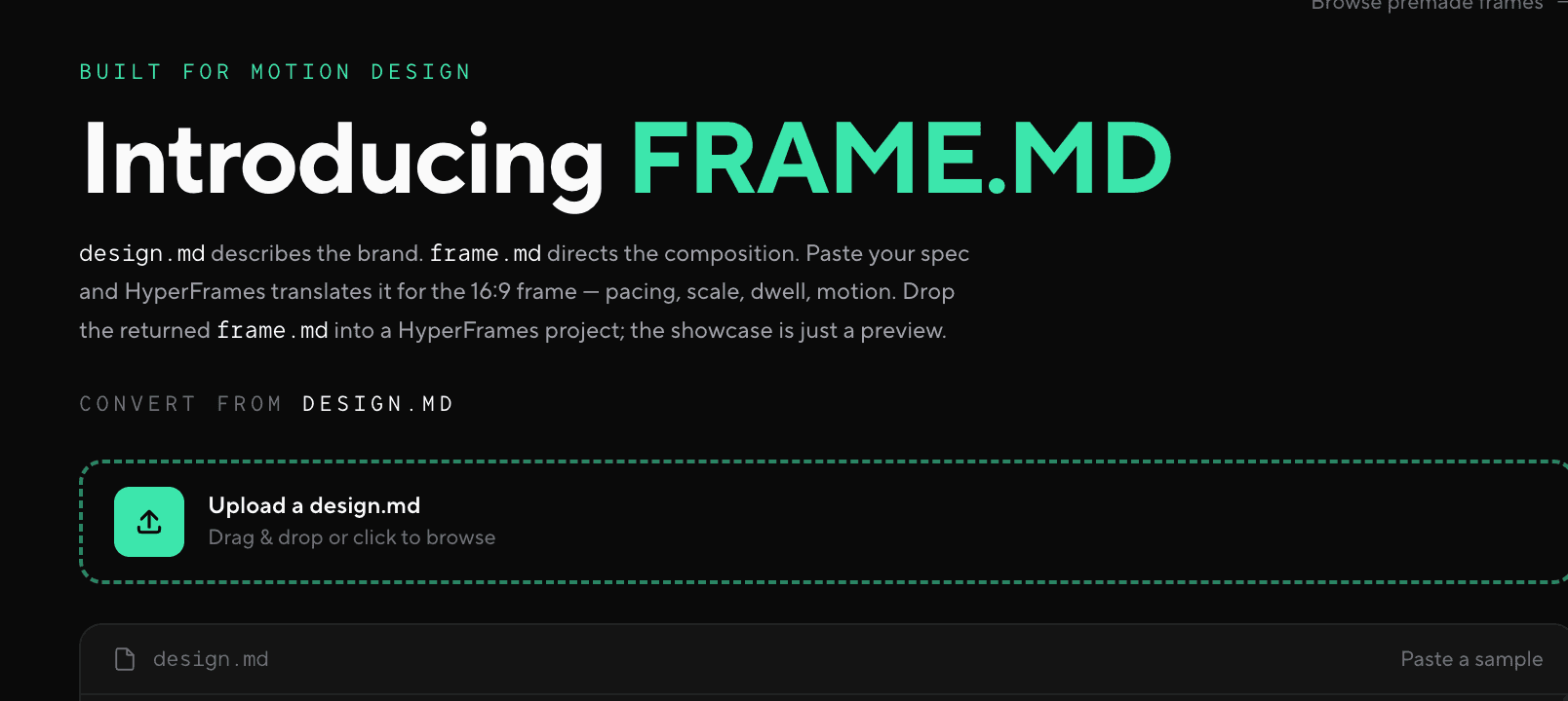 Frame.md product preview