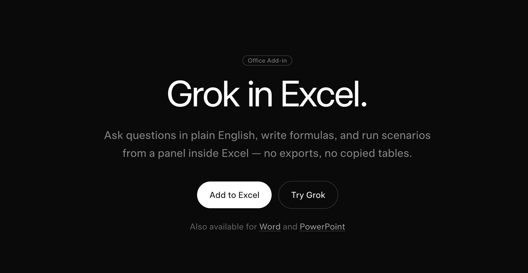 Grok for Excel product preview