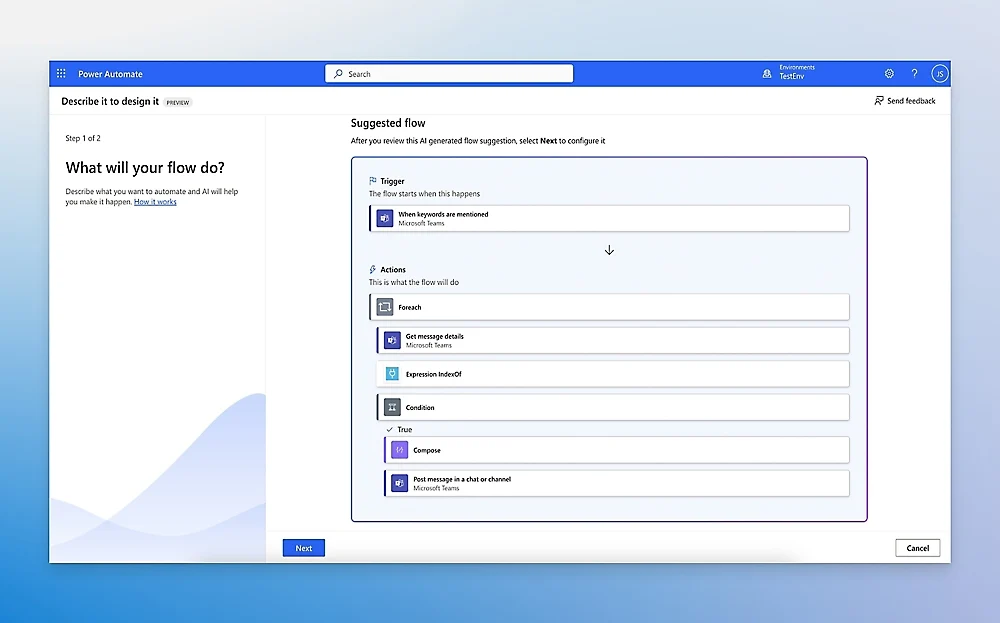 Microsoft Power Automate product preview