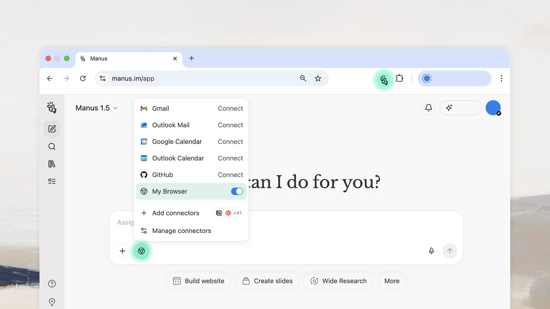Manus Browser Operator product preview