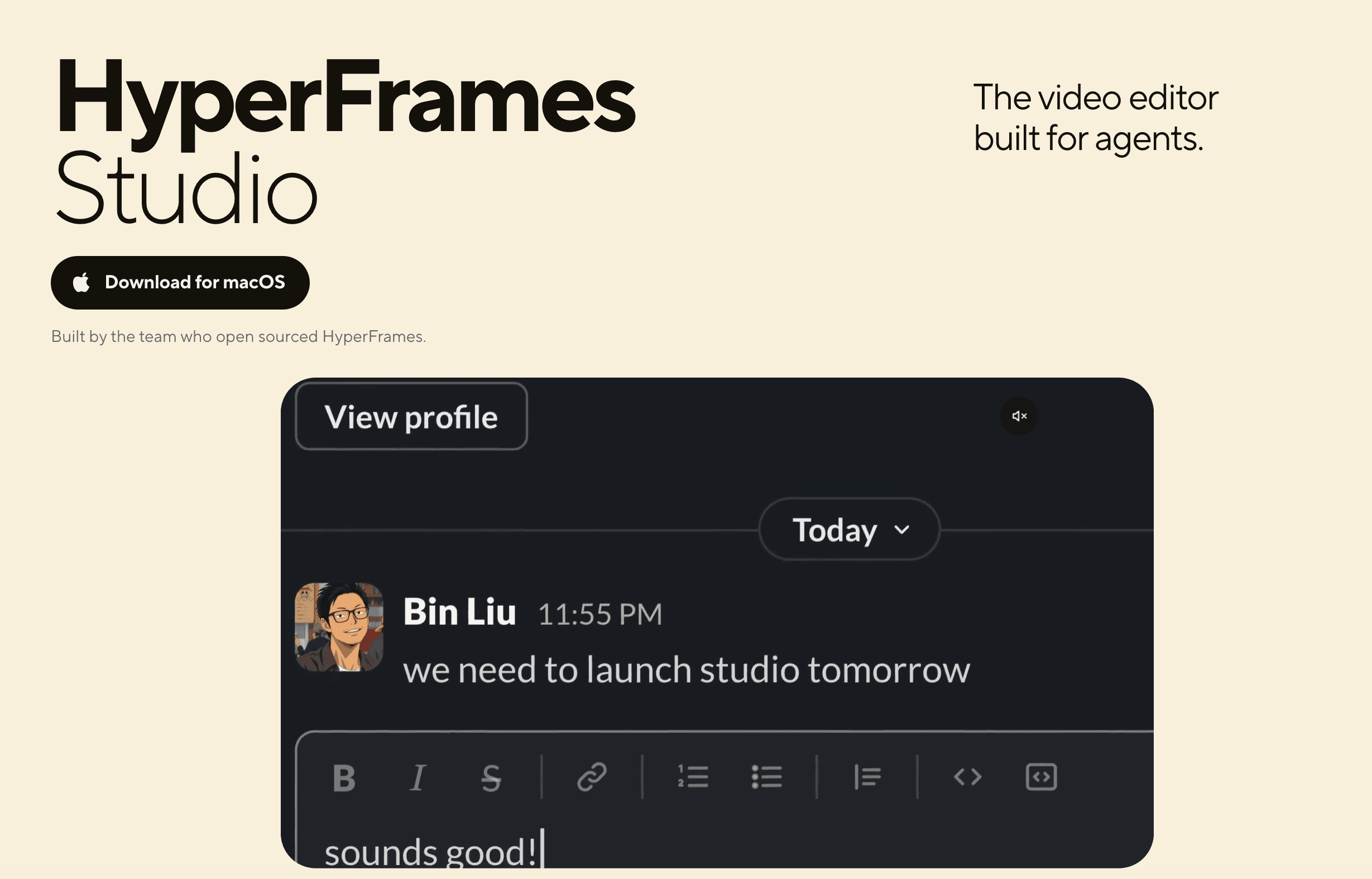 Hyperframes Studio product preview